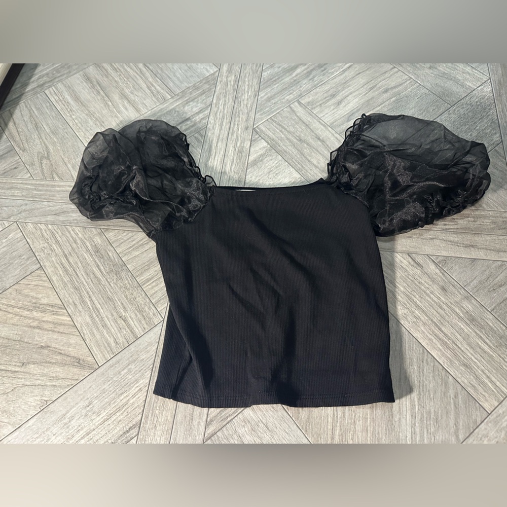 Altar'd State Black Puff Sleeve Top